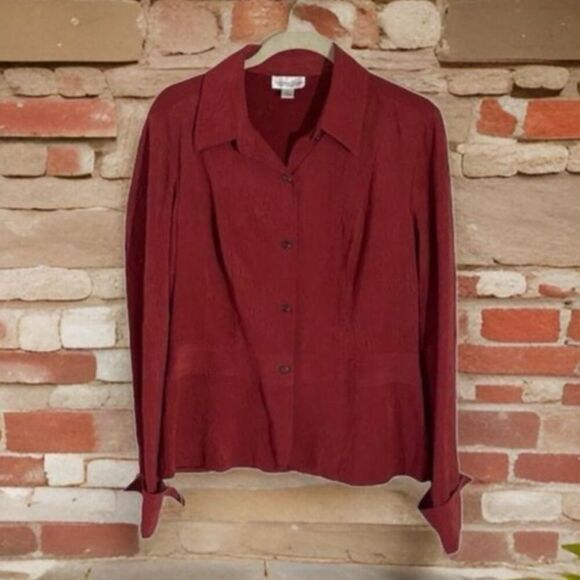 Brick Red Coldwater Creek Medium Sueded Blouse - Picture 3 of 11